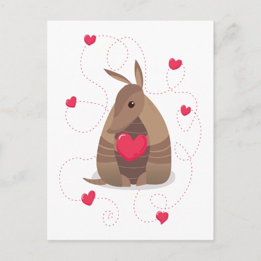 Valentijnsdag Heart Texas Armadillo Briefkaart (Voorkant)