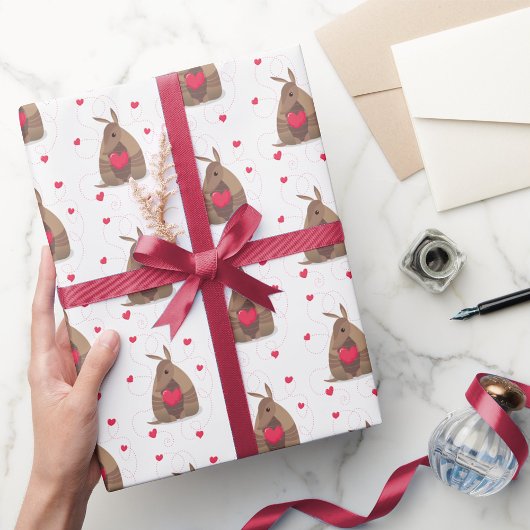 Valentijnsdag Heart Texas Armadillo Cadeaupapier
