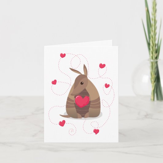 Valentijnsdag Heart Texas Armadillo Feestdagen Kaart (Voorkant)