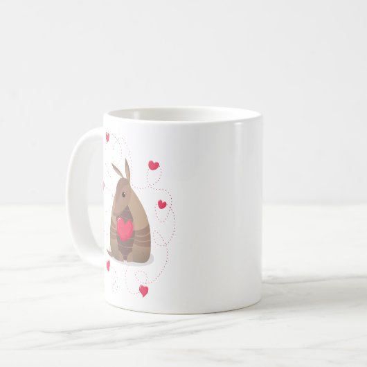 Valentijnsdag Heart Texas Armadillo Koffiemok (Voorkant links)
