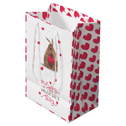 Valentijnsdag Heart Texas Armadillo Medium Cadeauzakje (Voorkant Gekanteld)