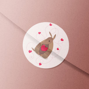 Valentijnsdag Heart Texas Armadillo Ronde Sticker