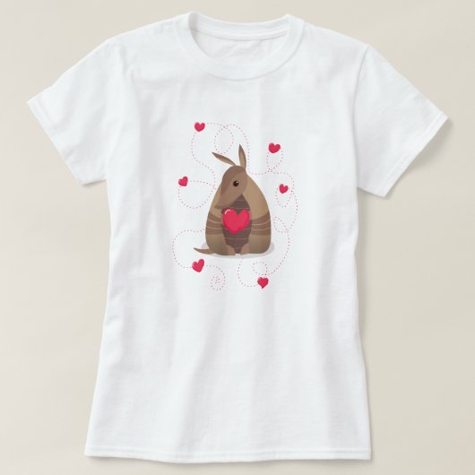 Valentijnsdag Heart Texas Armadillo T-shirt (Design voorkant)