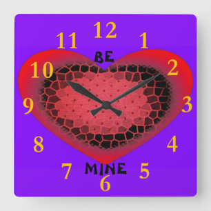 Valentijnsdag Heart Vierkante Klok