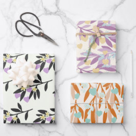 Valentijnsdag Hearts Branches Flowers Love Pastel Inpakpapier Vel