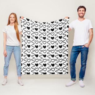 Valentijnsdag Hearts Chevron Black White Pattern Fleece Deken