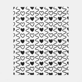 Valentijnsdag Hearts Chevron Black White Pattern Fleece Deken