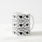 Valentijnsdag Hearts Chevron Black White Pattern Koffiemok (Voorkant rechts)
