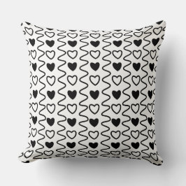 Valentijnsdag Hearts Chevron Black White Pattern Kussen