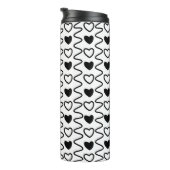 Valentijnsdag Hearts Chevron Black White Pattern Thermosbeker (Geroteerd rechts)