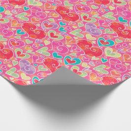 Valentijnsdag Hearts en Flowers Cadeaupapier