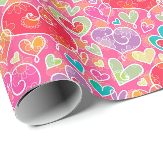 Valentijnsdag Hearts en Flowers Cadeaupapier (Rol Hoek)