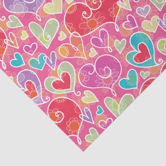 Valentijnsdag Hearts en Flowers Tissuepapier (Detail)