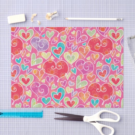 Valentijnsdag Hearts en Flowers Tissuepapier (Craft)