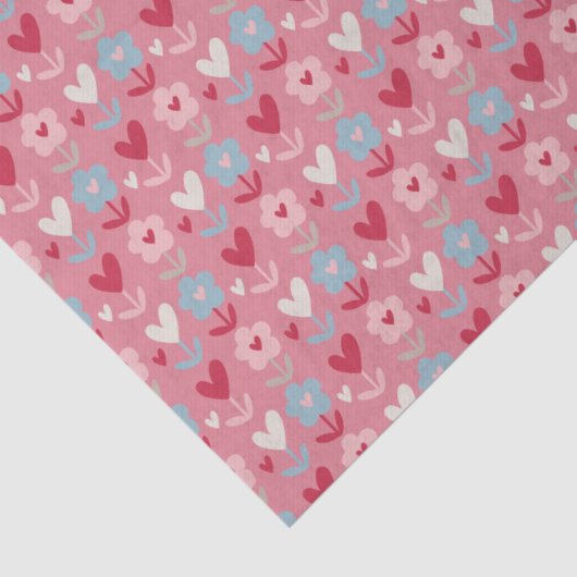 Valentijnsdag Hearts en Flowers Tissuepapier (Detail)