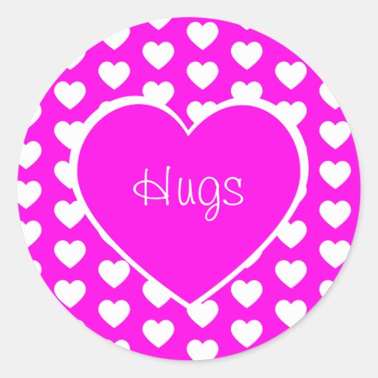 Valentijnsdag Hearts Hugs Paars Ronde Sticker (Voorkant)
