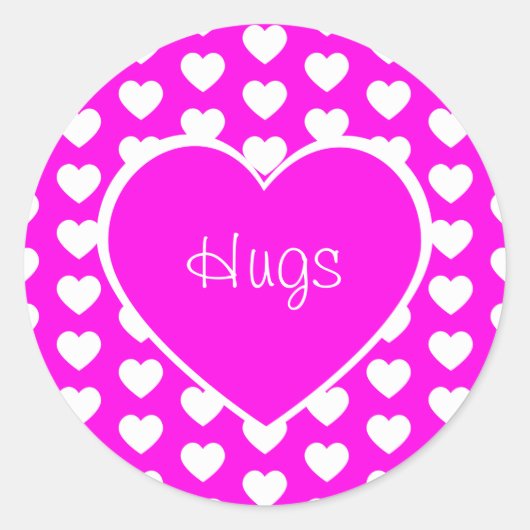Valentijnsdag Hearts Hugs Paars Ronde Sticker (Voorkant)