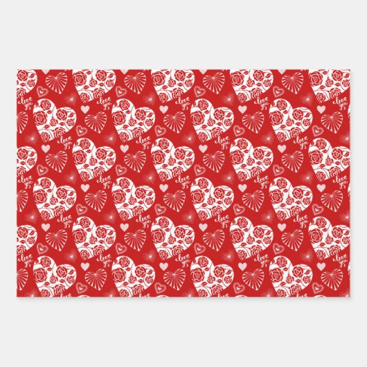 Valentijnsdag Hearts Inpakpapier Vel (Voorkant 2)