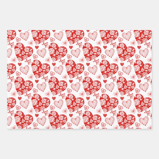 Valentijnsdag Hearts Inpakpapier Vel (Voorkant)