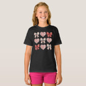 Valentijnsdag Hearts Leopard Coquette Bow T-shirt (Voorkant volledig)