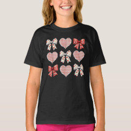Valentijnsdag Hearts Leopard Coquette Bow T-shirt