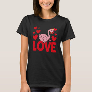 Valentijnsdag Hearts Love Flamingo Animal Women T-shirt