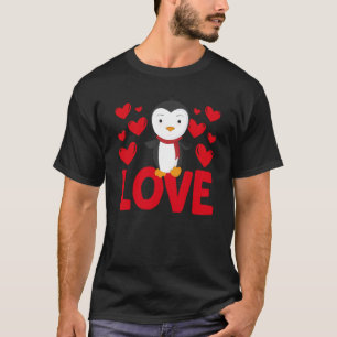 Valentijnsdag Hearts Love Penguin Animal Women T-shirt