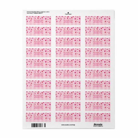 Valentijnsdag Hearts Mailing Labels (Full Sheet)