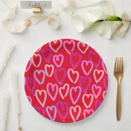 Valentijnsdag Hearts Papieren Bordje
