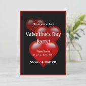 Valentijnsdag Hearts Party Invitation Kaart (Staand voorkant)