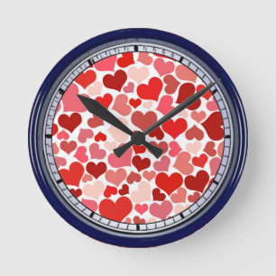 Valentijnsdag Hearts Patroon Ronde Klok
