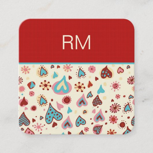 Valentijnsdag Hearts Pattern-Sjabloon Vierkante Visitekaartje (Voorkant)