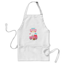 Valentijnsdag Hearts Pink Truck Teddy Bear Schort