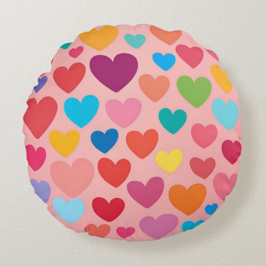 Valentijnsdag Hearts Rond Kussen (Voorkant)