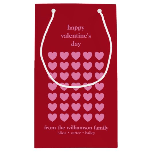 Valentijnsdag Hearts | Roze en rood op maat Klein Cadeauzakje (Achterkant)