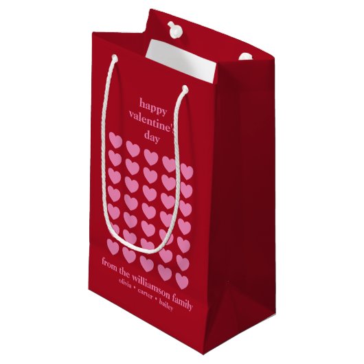Valentijnsdag Hearts | Roze en rood op maat Klein Cadeauzakje (Voorkant Gekanteld)