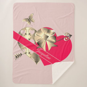 Valentijnsdag Hearts Roze Sherpa Deken