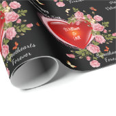 Valentijnsdag Hearts Rozen Voeg namen toe Cadeaupapier (Rol Hoek)