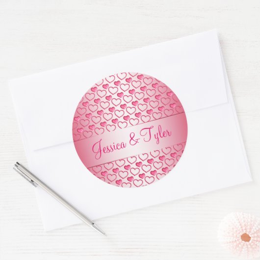 Valentijnsdag. Hearts. Tekst. Ronde Sticker (Envelop)