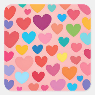 Valentijnsdag Hearts Vierkante Sticker