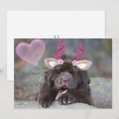 Valentijnsdag hert puppy feestdagenkaart (Voorkant / Achterkant)