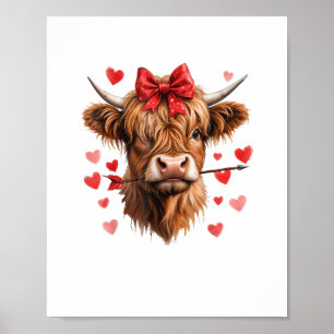Valentijnsdag Highland Koe Funny Hearts Valentijn Poster
