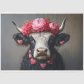 Valentijnsdag Highland Koe Rustieke Decoupage Tissuepapier (Voorkant)