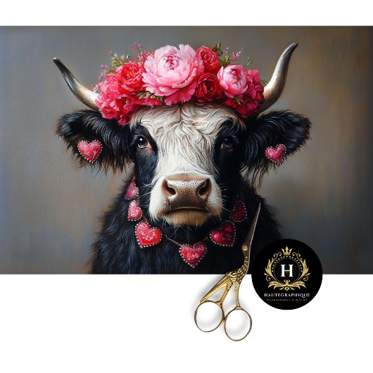 Valentijnsdag Highland Koe Rustieke Decoupage Tissuepapier