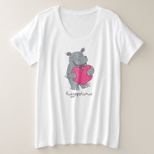 Valentijnsdag Hippo Cute Kinder Grote Maat T-shirt (Design voorkant)