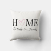 Valentijnsdag Home Roze Hart Familienaam Kussen (Achterkant)