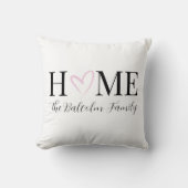 Valentijnsdag Home Roze Hart Familienaam Kussen (Voorkant)