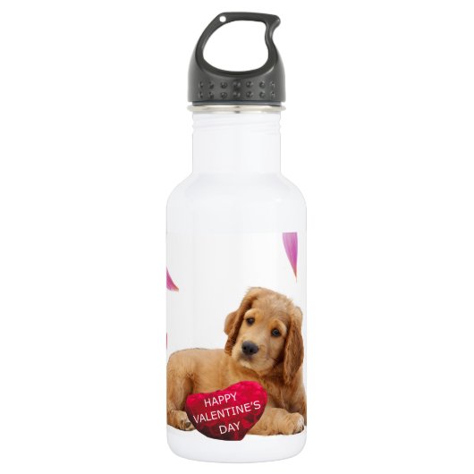 Valentijnsdag Hond hart Waterfles (Voorkant)