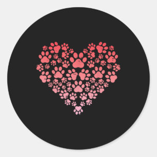 Valentijnsdag Hond Kat Pootjes Hart Bont Mama Papa Ronde Sticker