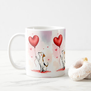 Valentijnsdag Hond Rode Hart Mokken